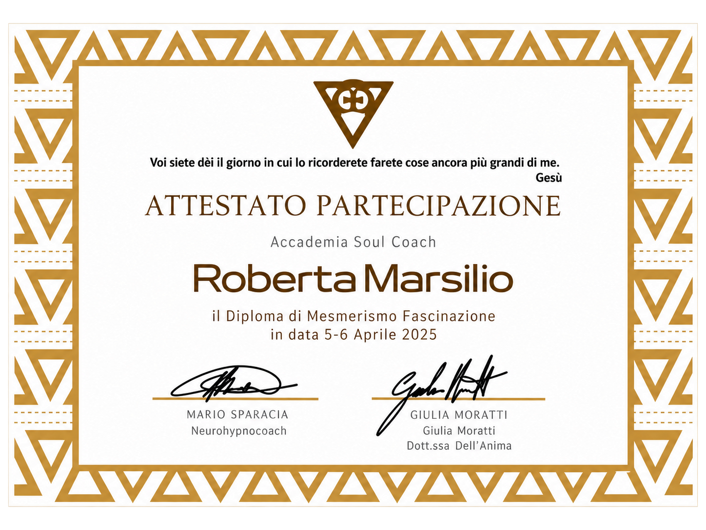Diploma mesmerismo e fascinazione