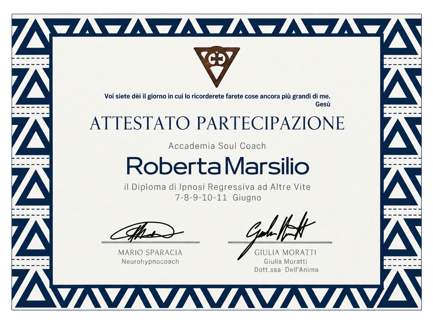 Attestato ipnosi regressiva