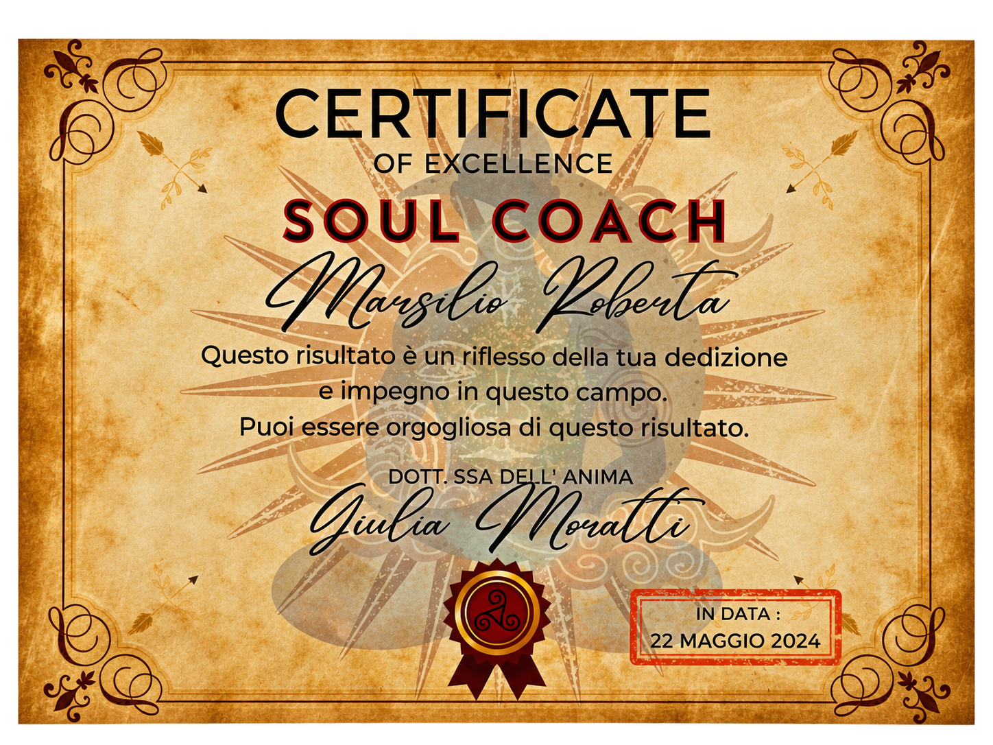 Certificate of Excellence Soul Coach